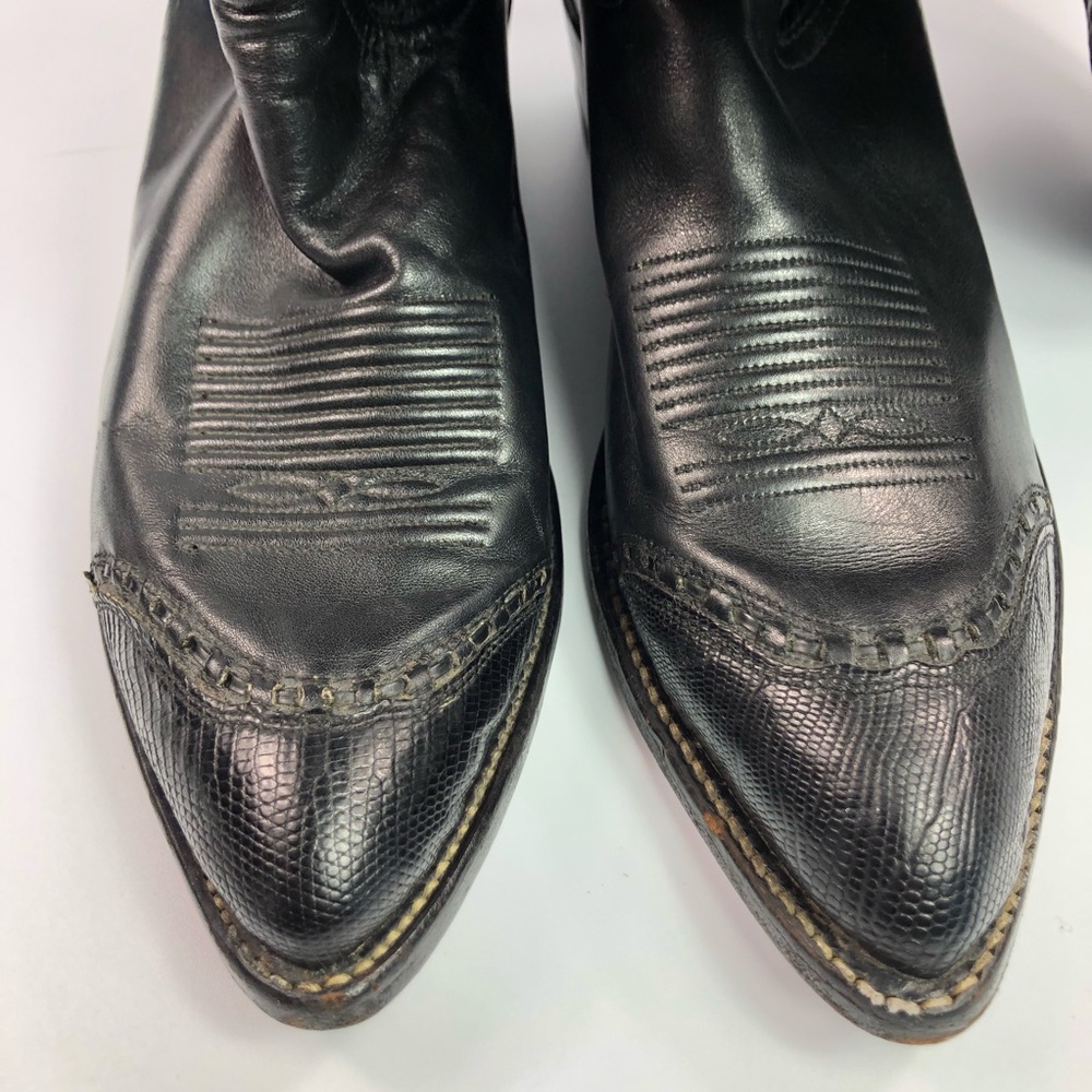 Tony Lama Black Leather Boots Men Size 8.5 D - Picture 4 of 8